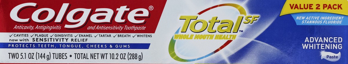 slide 2 of 6, Colgate Total Advanced Whitening Toothpaste, 2 ct; 5.1 oz