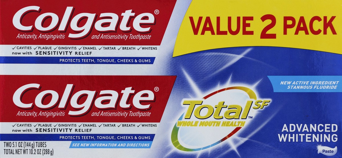 slide 5 of 6, Colgate Total Advanced Whitening Toothpaste, 2 ct; 5.1 oz