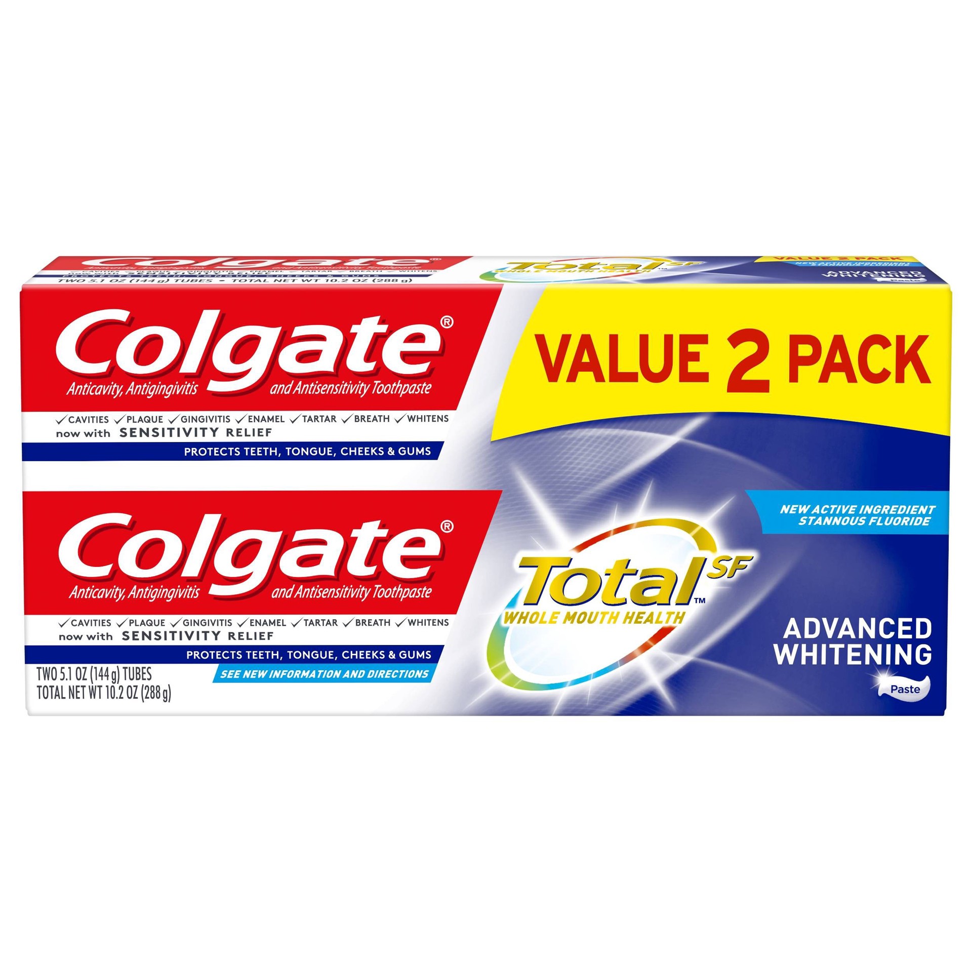 slide 1 of 6, Colgate Total Advanced Whitening Toothpaste, 2 ct; 5.1 oz