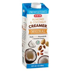 H-E-B Unsweetened Original Almond & Coconut Liquid Coffee Creamer - 32 oz