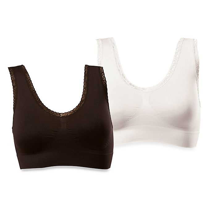 slide 1 of 2, As Seen on TV Genie Bra Seamless Lace Large Bras - Black/White, 2 ct