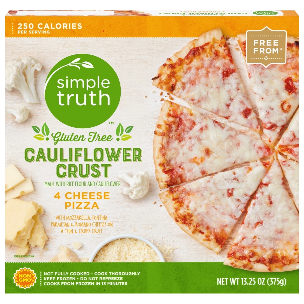 slide 1 of 3, Simple Truth 4 Cheese Pizza With Cauliflower Crust, 13.25 oz