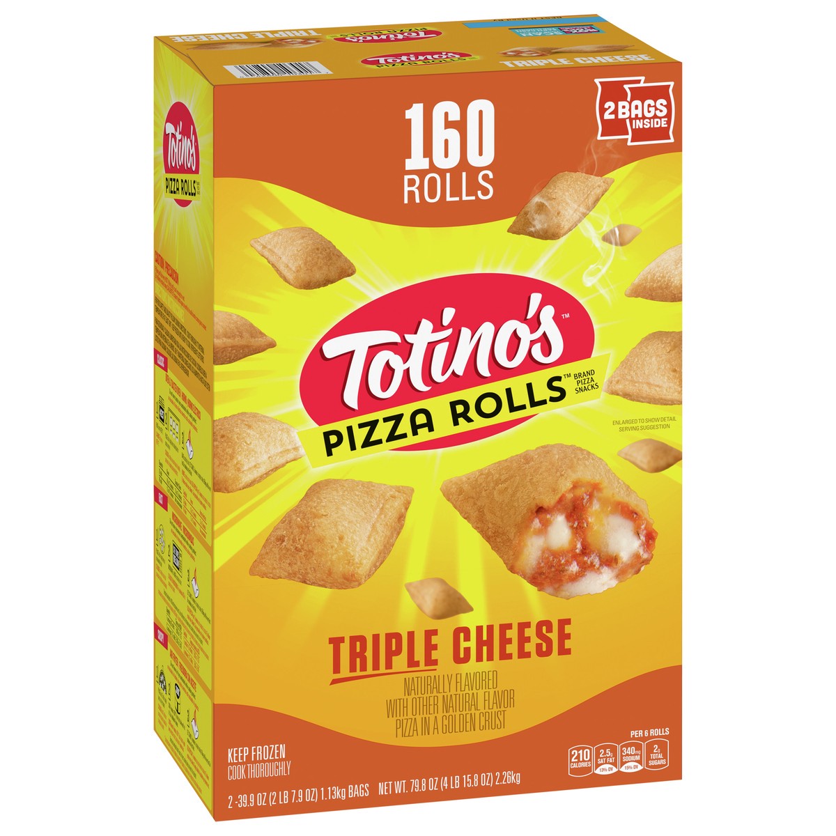 slide 3 of 9, Totino's Pizza Rolls, Triple Cheese, 160 Rolls, 79.8 oz Bag, 2 ct