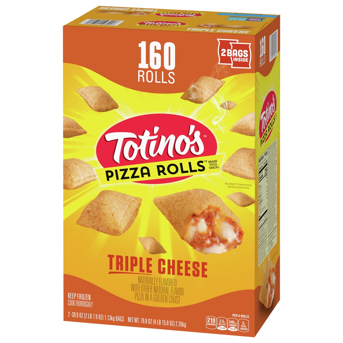 slide 6 of 9, Totino's Pizza Rolls, Triple Cheese, 160 Rolls, 79.8 oz Bag, 2 ct