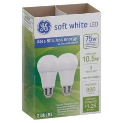 GE 75 Watts Soft White LED Light Bulbs 2 ea