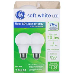 GE 75 Watts Soft White LED Light Bulbs 2 ea