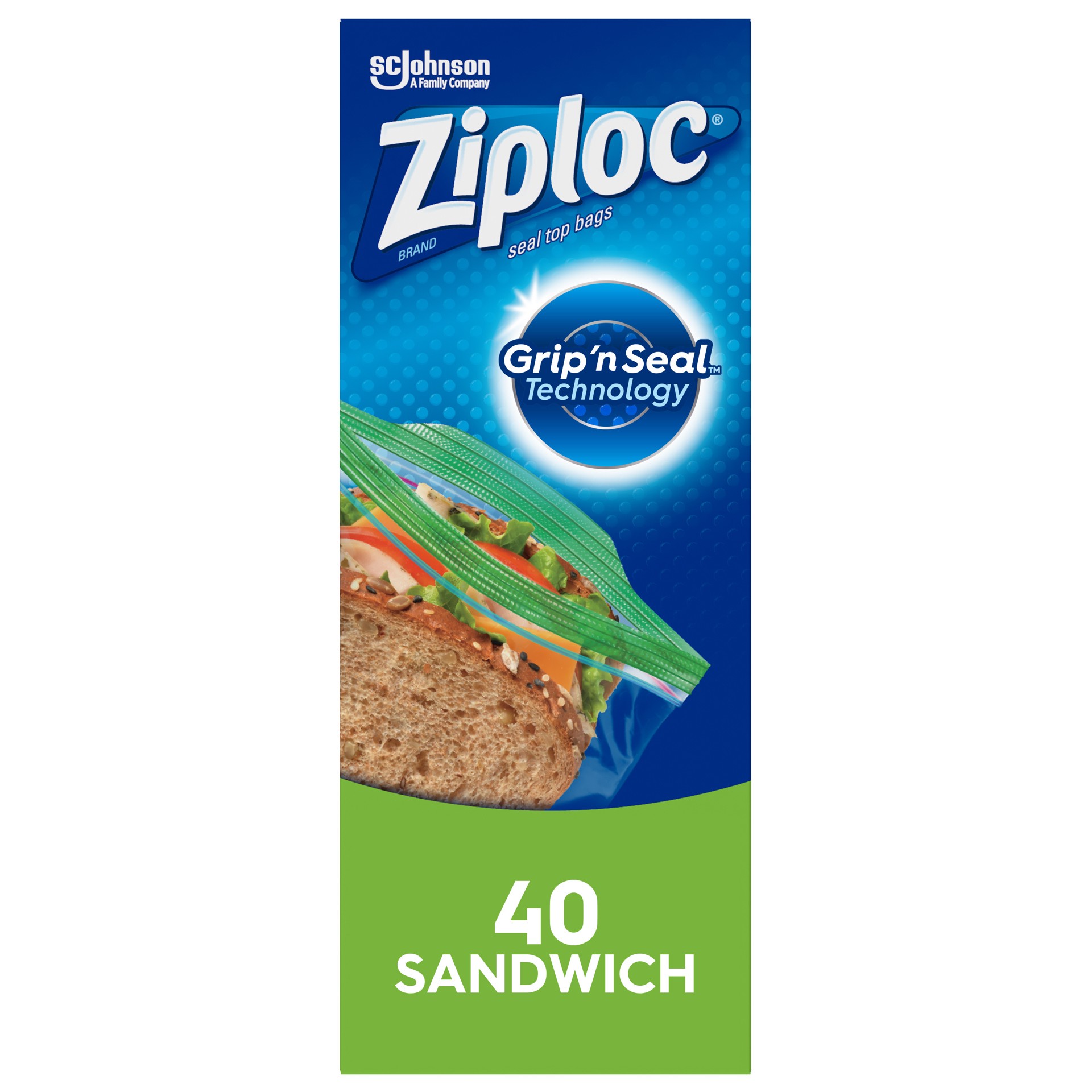 slide 3 of 5, Ziploc Brand Seal Top Sandwich Bags, Plastic Sandwich Bags, 40 Count, 40 ct
