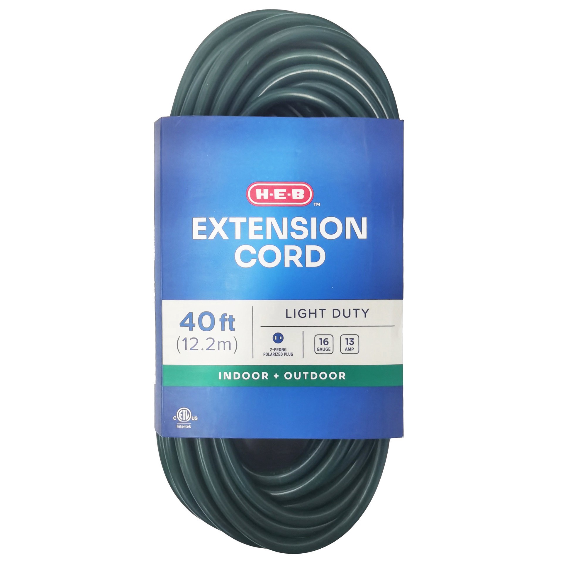 slide 1 of 1, H-E-B Indoor + Outdoor Extension Cord - Green, 40 ft