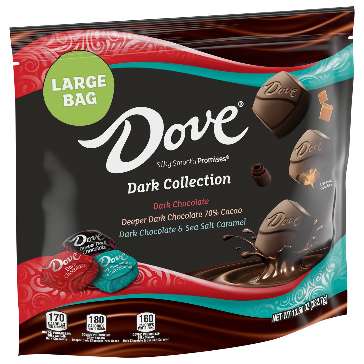 slide 8 of 9, DOVE PROMISES Dark Chocolate Candy Assortment, 13.5 oz Resealable Bag, 13.5 oz
