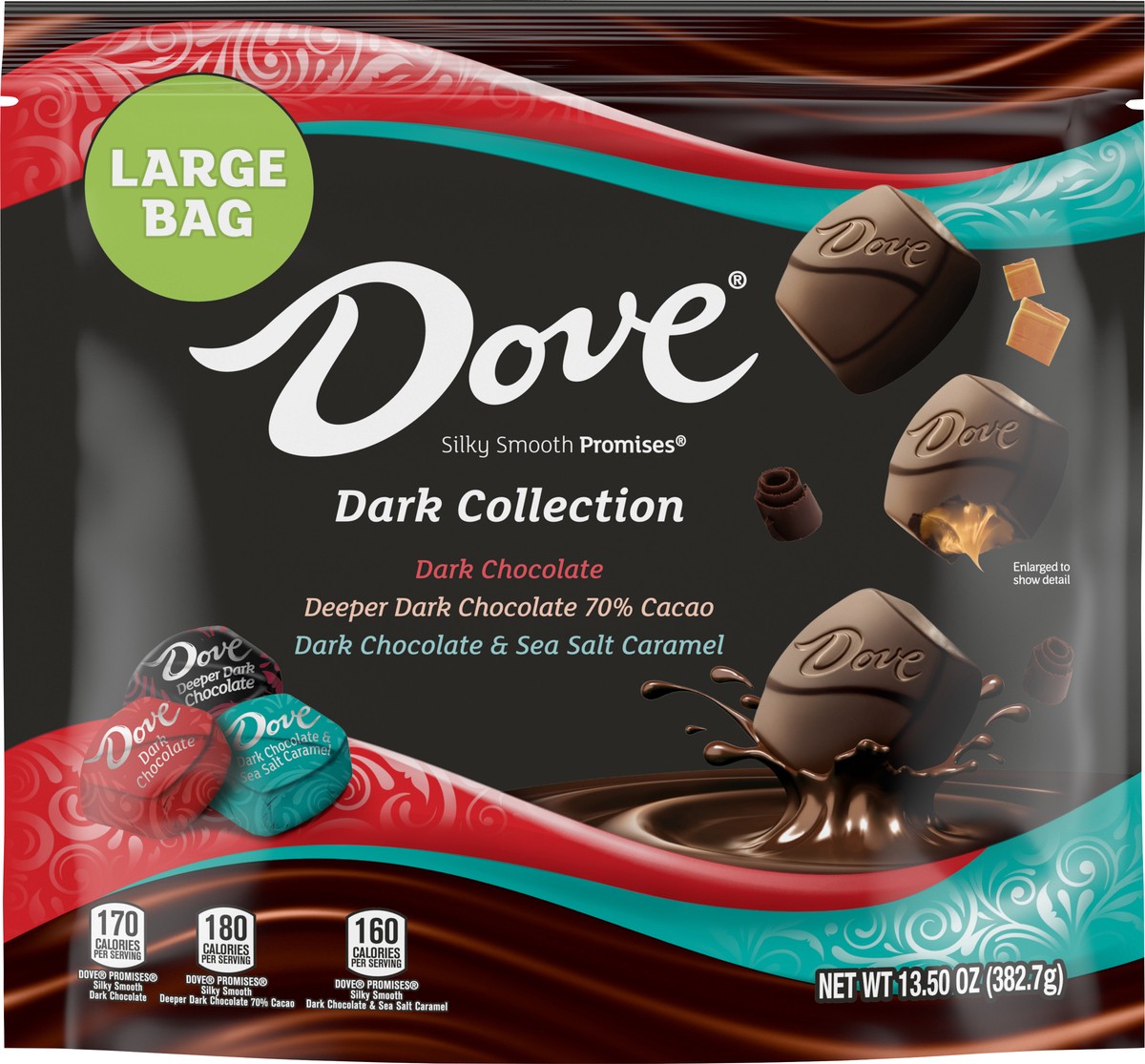 slide 4 of 9, DOVE PROMISES Dark Chocolate Candy Assortment, 13.5 oz Resealable Bag, 13.5 oz