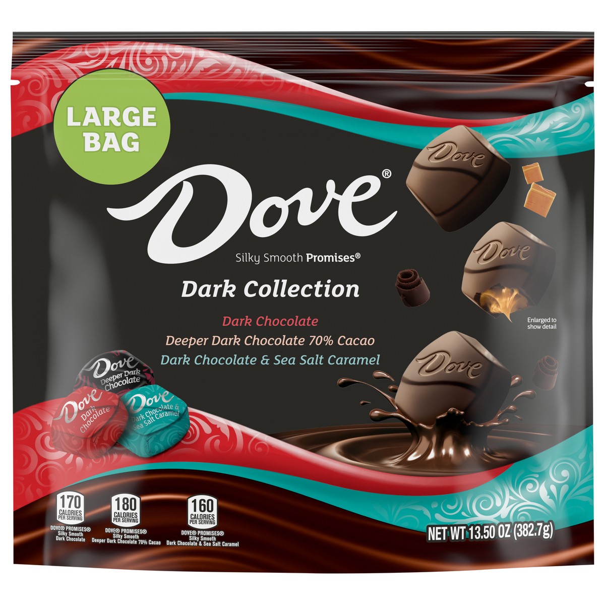 slide 1 of 9, DOVE PROMISES Dark Chocolate Candy Assortment, 13.5 oz Resealable Bag, 13.5 oz