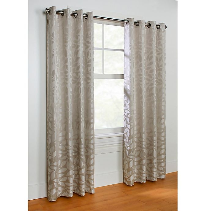 slide 1 of 1, Commonwealth Home Fashions Hammered Leaf Grommet Top Window Curtain Panel - Grey, 72 in