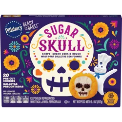 Pillsbury Ready to Bake! Skull Shape Sugar Cookie Dough, 20 Pre-Cut Cookies, 9.1 oz