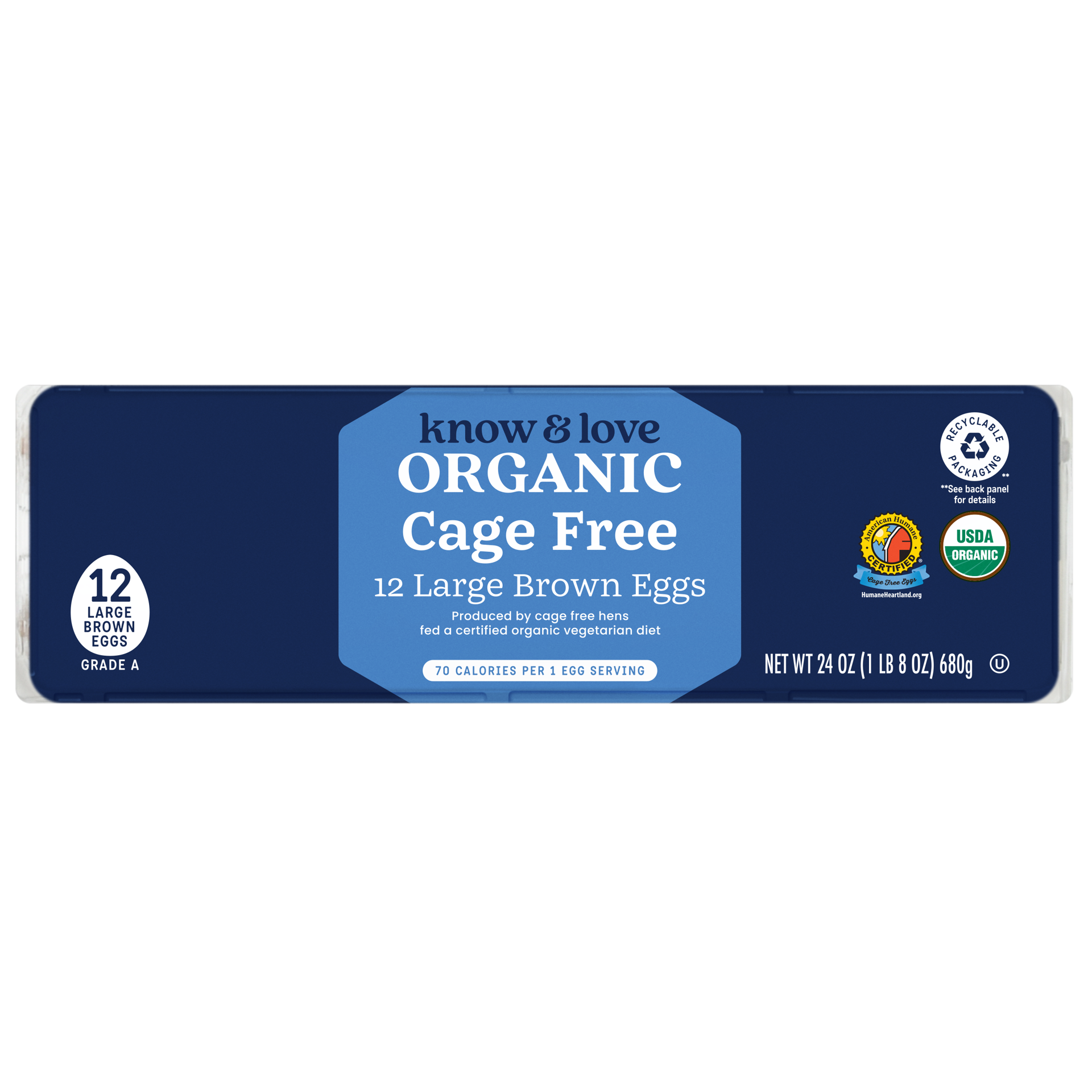 slide 1 of 1, Know & Love Organic Cage Free Eggs 12 Count, 1 doz