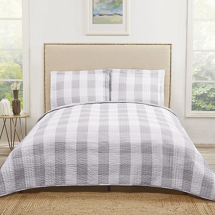 slide 1 of 4, Truly Soft Buffalo Plaid Twin XL Quilt Set - Grey, 1 ct