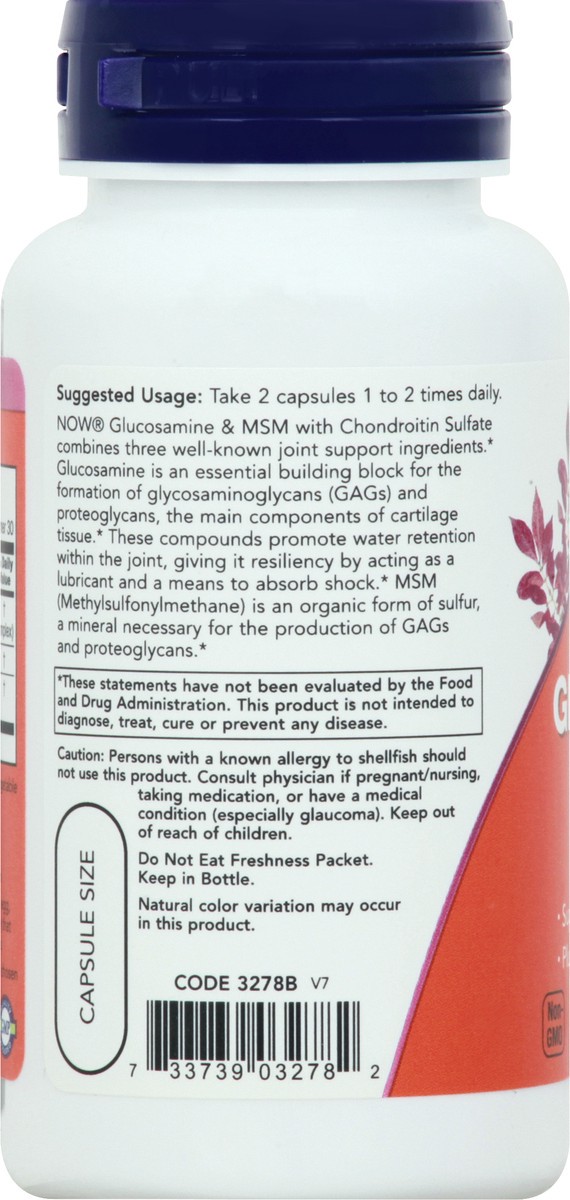 slide 9 of 9, NOW Glucosamine & MSM - 60 Veg Capsules, 60 ct