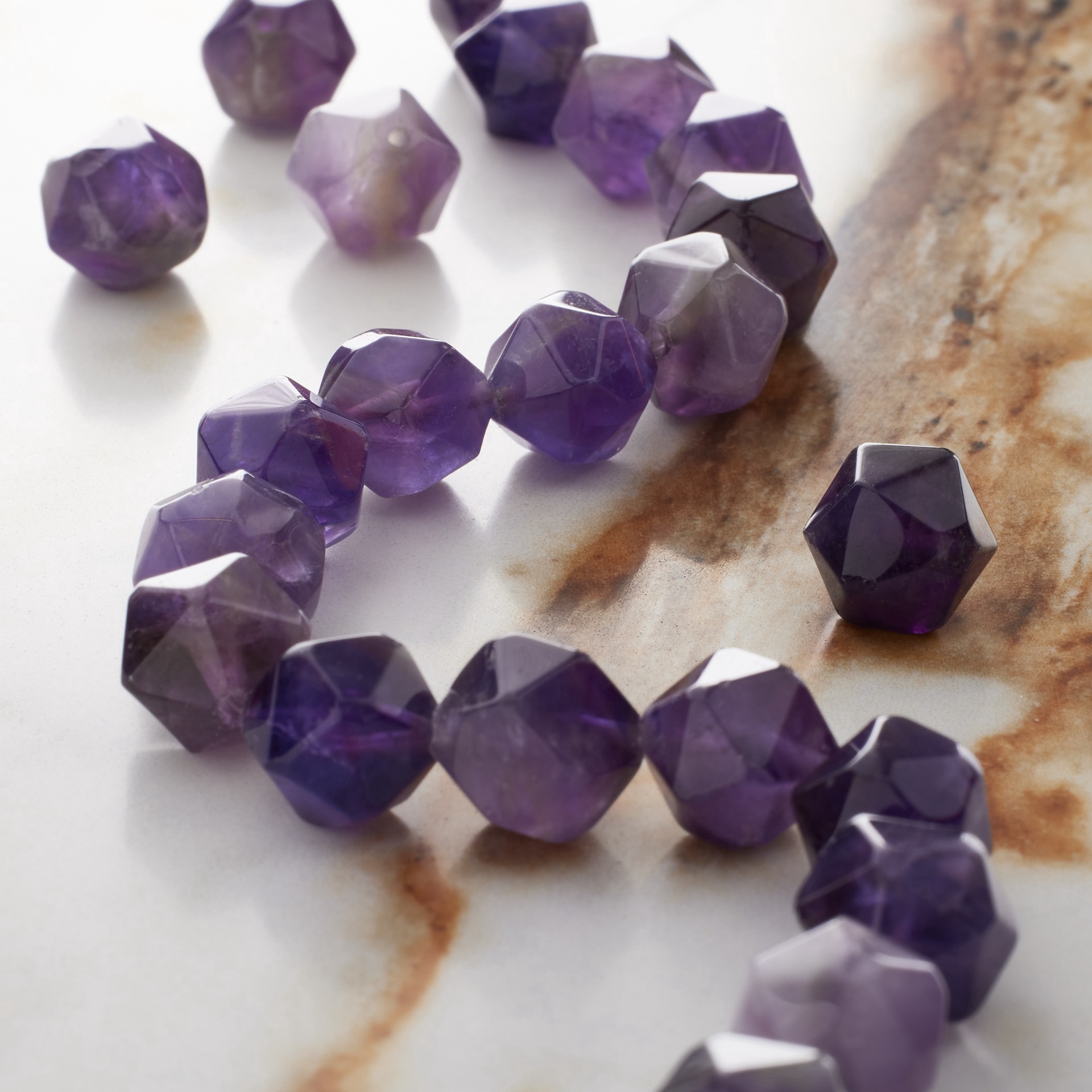 slide 2 of 3, Amethyst Faceted Star Cut Beads, 10mm By Bead Landing, 10mm