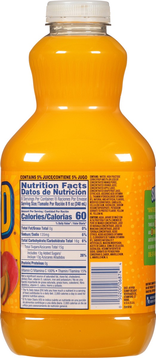 slide 6 of 13, Sunny D Sunnyd Mango Juice Drink, 64 Fl Oz Bottle, 64 fl oz