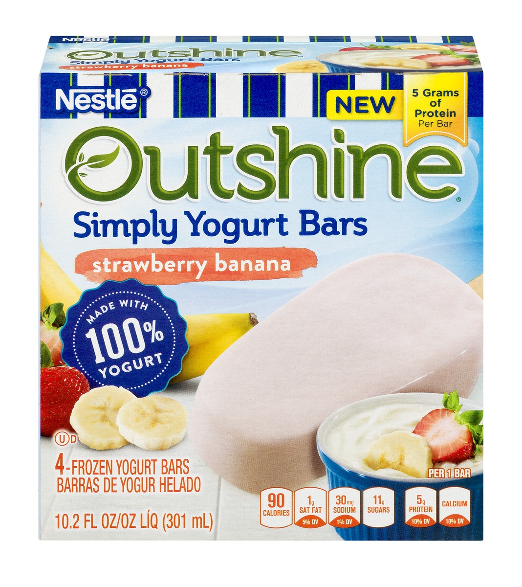 slide 1 of 1, Outshine Strawberry Banana Simply Yogurt Bars, 4 ct
