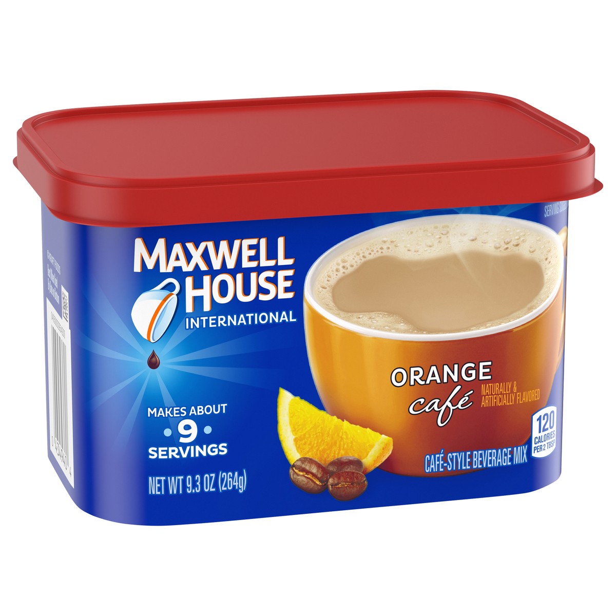 slide 2 of 9, Maxwell House Orange Café-Style Instant Coffee Beverage Mix, 9.3 oz. Canister, 9.3 oz