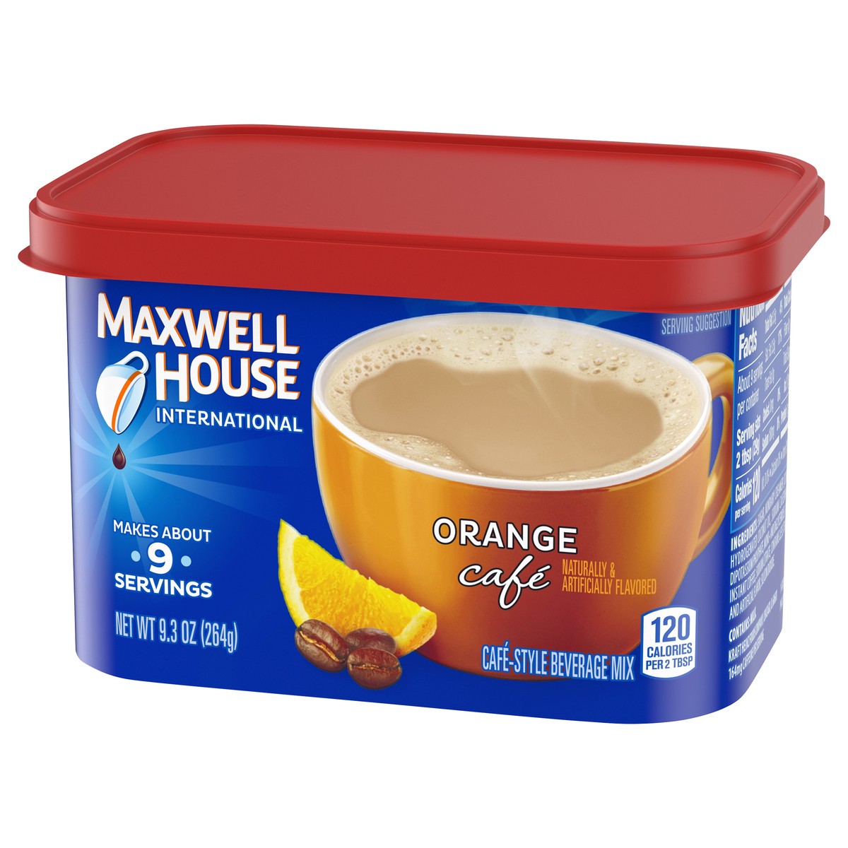 slide 3 of 9, Maxwell House Orange Café-Style Instant Coffee Beverage Mix, 9.3 oz. Canister, 9.3 oz