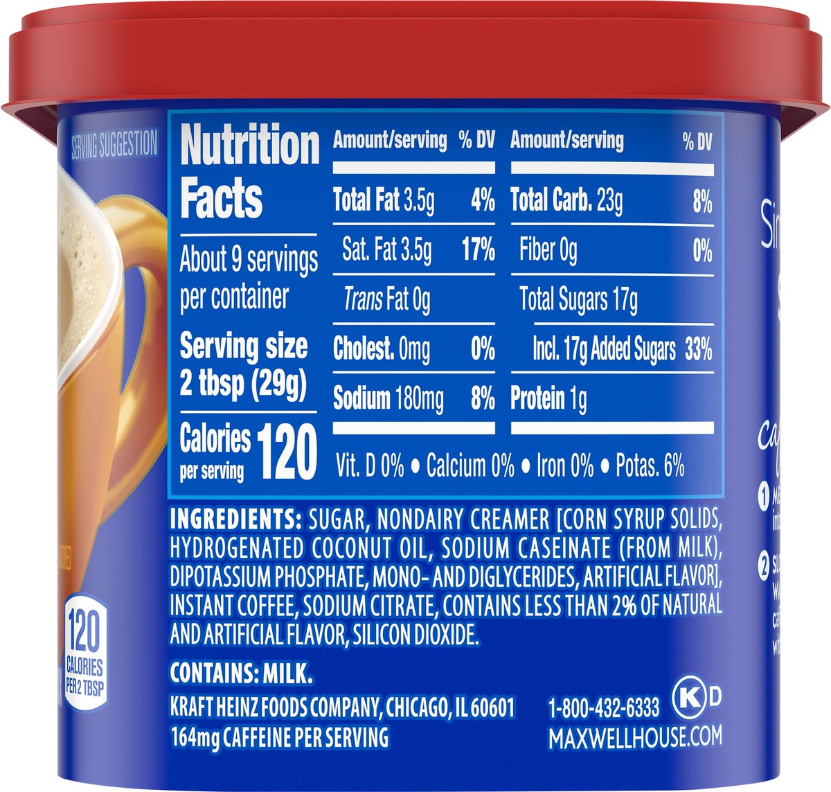 slide 8 of 9, Maxwell House Orange Café-Style Instant Coffee Beverage Mix, 9.3 oz. Canister, 9.3 oz