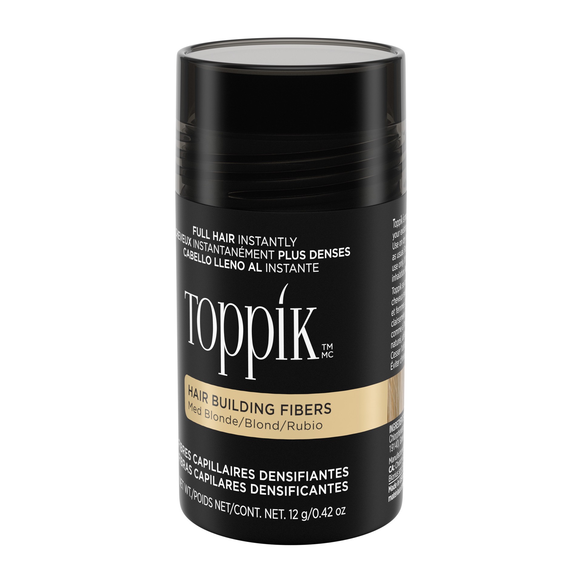 slide 4 of 5, Toppik Hair Building Fibers, Medium Blonde, 12g Fill In Fine or Thinning Hair, Instantly Thicker, Fuller Looking, 9 Shades for Men & Women, Keratin Protein Formula, 0.42 oz
