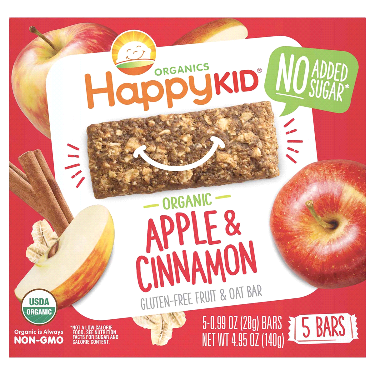 slide 1 of 1, Happy Kid Bar Oat Apple Cinnamon Multi Pack, 4.95 oz