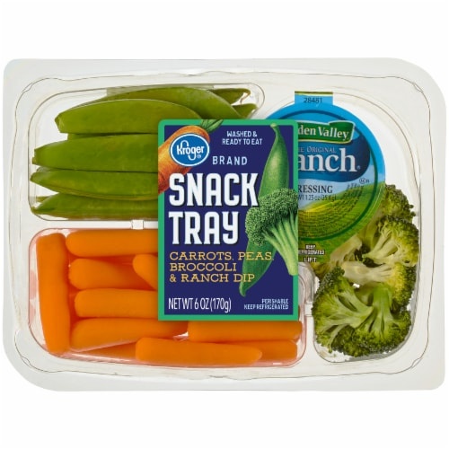 slide 1 of 1, Kroger Snack Tracy With Carrots Peas Broccoli & Ranch Dip, 6 oz