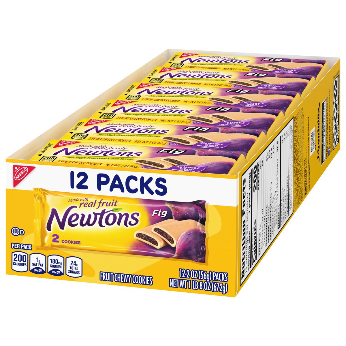 slide 3 of 9, Newtons Fig Bars, Soft Fruit Chewy Cookies, 12 Snack Packs (2 Cookies Per Pack), 12 ct; 2 oz