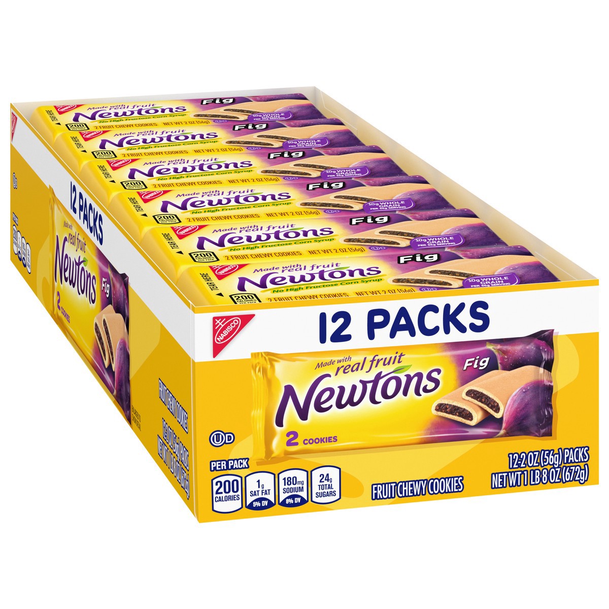 slide 6 of 9, Newtons Fig Bars, Soft Fruit Chewy Cookies, 12 Snack Packs (2 Cookies Per Pack), 12 ct; 2 oz