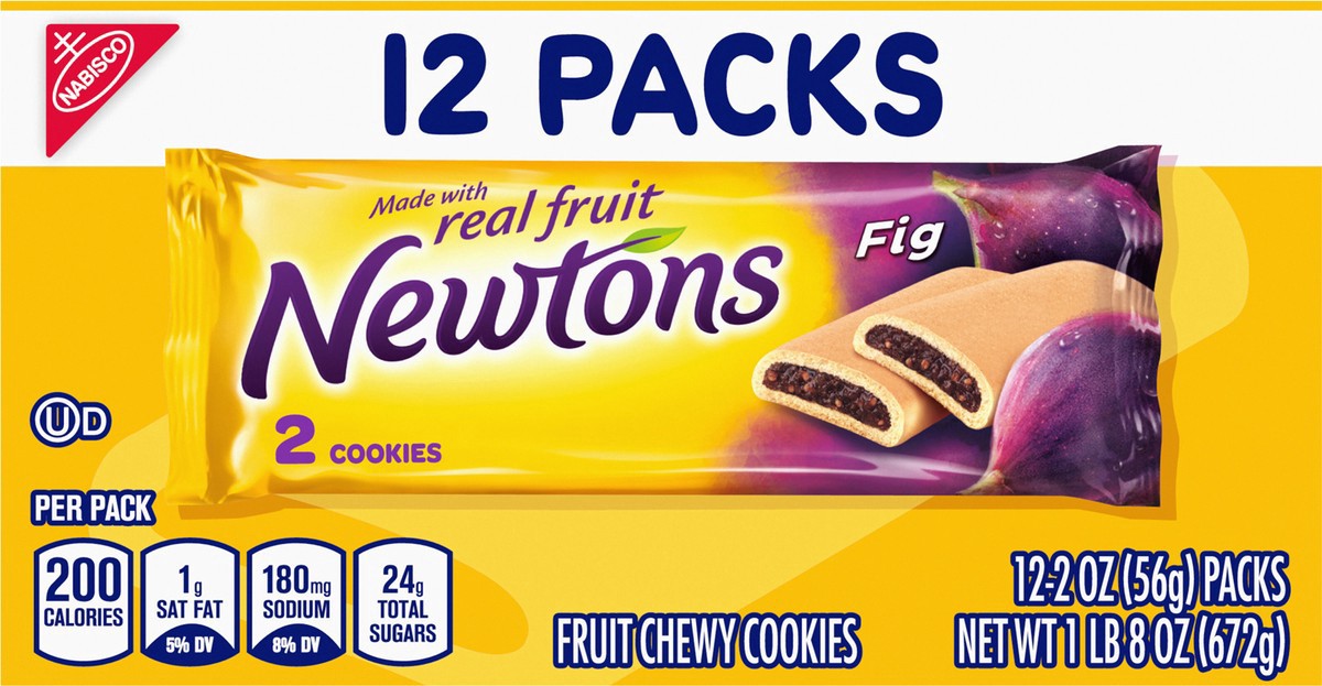 slide 7 of 9, Newtons Fig Bars, Soft Fruit Chewy Cookies, 12 Snack Packs (2 Cookies Per Pack), 12 ct; 2 oz