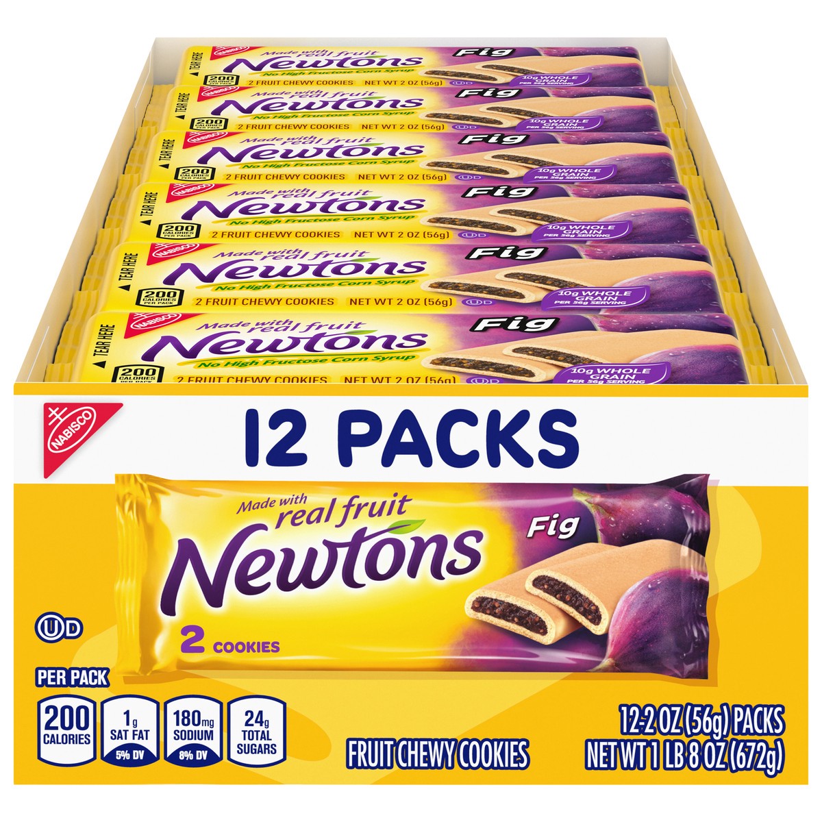slide 1 of 9, Newtons Fig Bars, Soft Fruit Chewy Cookies, 12 Snack Packs (2 Cookies Per Pack), 12 ct; 2 oz