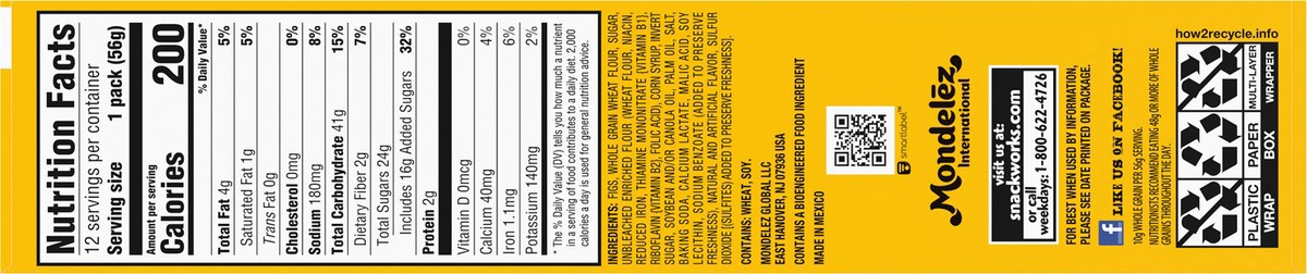slide 5 of 9, Newtons Fig Bars, Soft Fruit Chewy Cookies, 12 Snack Packs (2 Cookies Per Pack), 12 ct; 2 oz