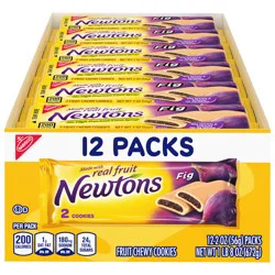 Newtons Soft & Fruit Chewy Fig Cookies, (Fig Bars), 12 Snack Packs (2 Cookies Per Pack)