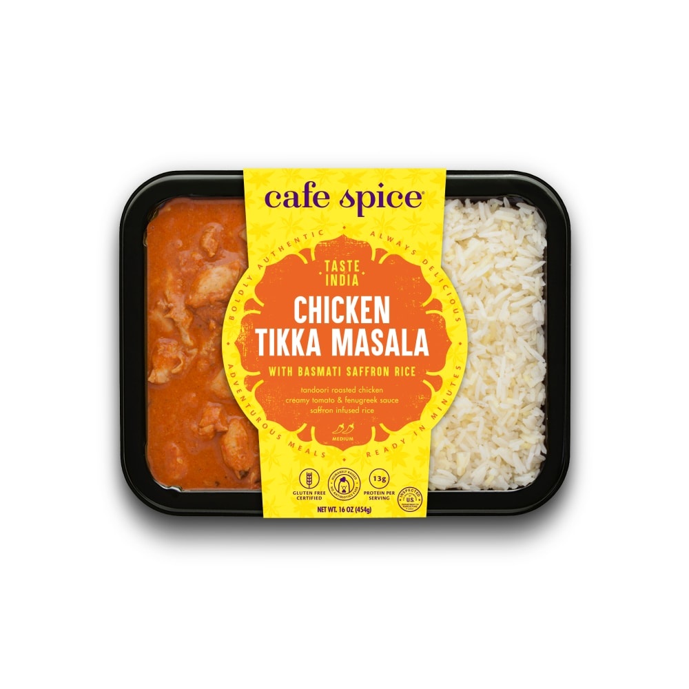 slide 1 of 1, Café Spice Spice Chicken Tikka Masala with Saffron Rice Medium, 16 oz