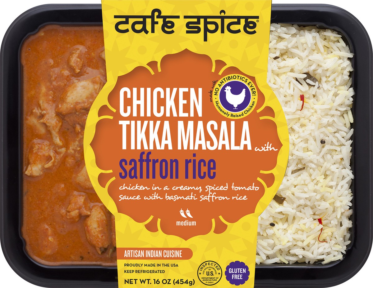 slide 4 of 7, Café Spice Chicken Tikka Masala with Saffron Rice, 16 oz