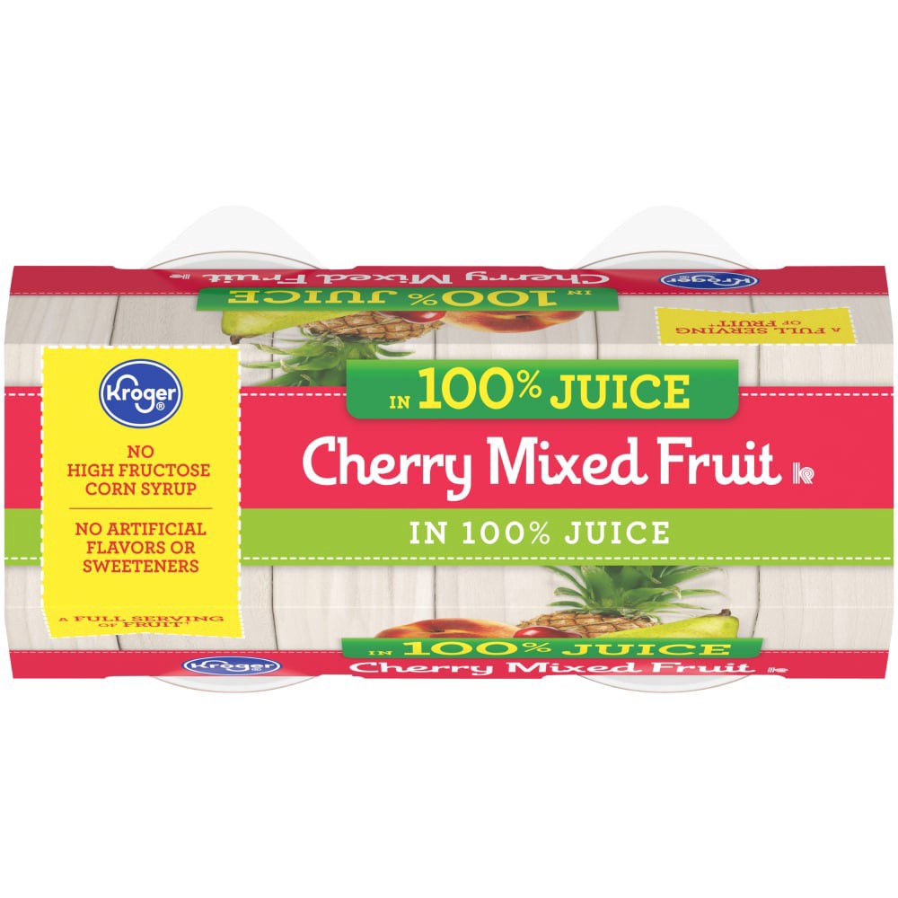 slide 4 of 4, Kroger Cherry Mixed Fruit Cups 4 Count, 16 oz