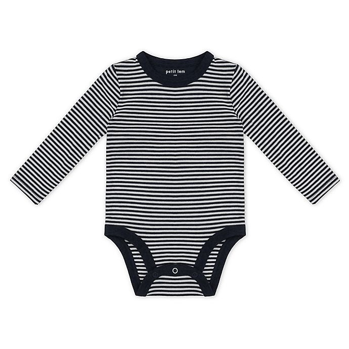 slide 1 of 1, Petit Lem Newborn Organic Cotton Long Sleeve Bodysuit - Navy, 1 ct