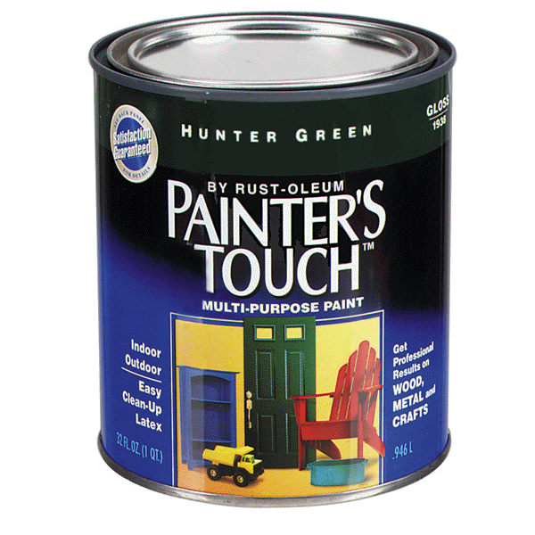 slide 1 of 1, Rust-Oleum Painters Touch Ultra Cover Multi-Purpose Brush-On Paint - 1938502, Quart, Gloss Hunter Green, 1 qt