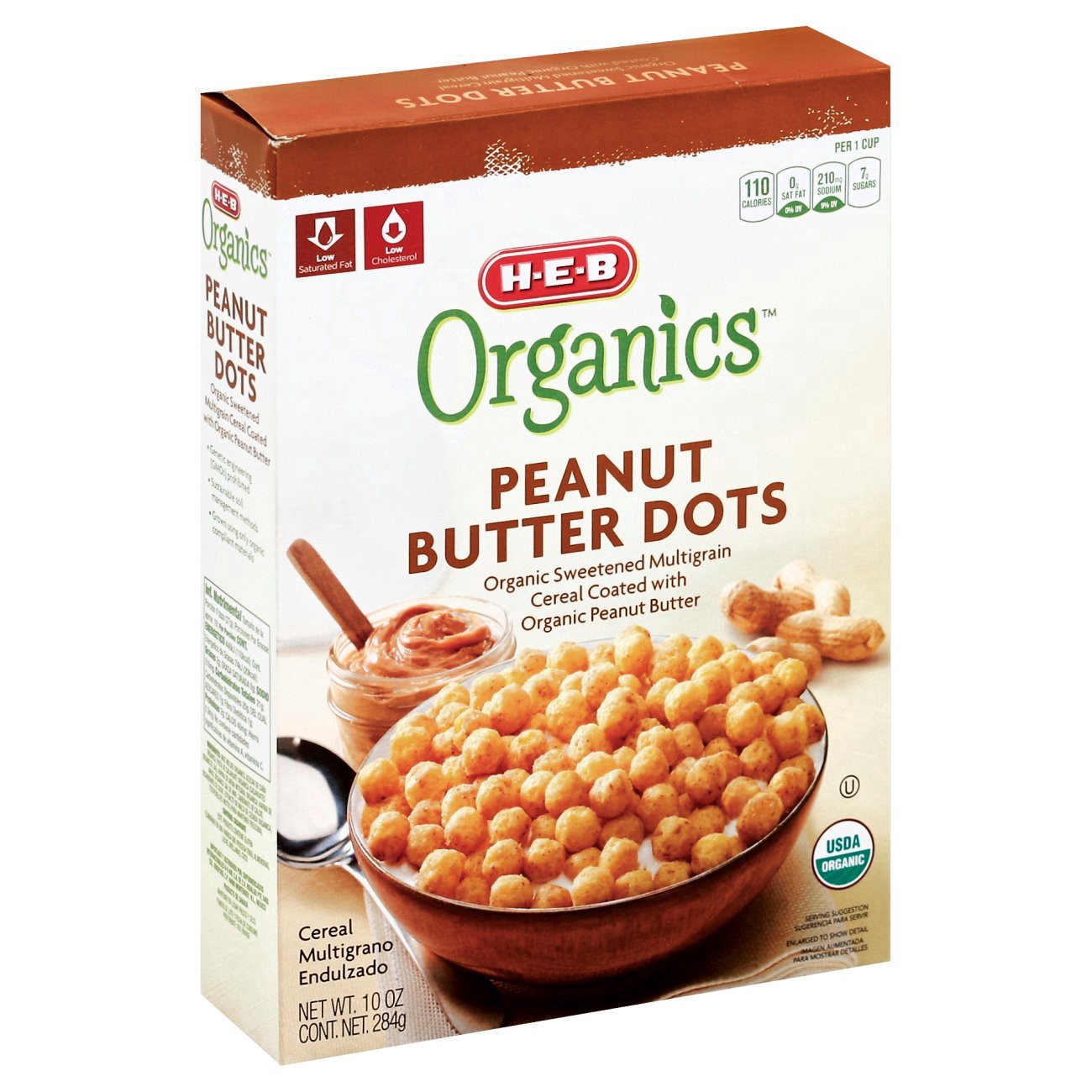 slide 1 of 1, H-E-B Organics Peanut Butter Dots Cereal, 10 oz