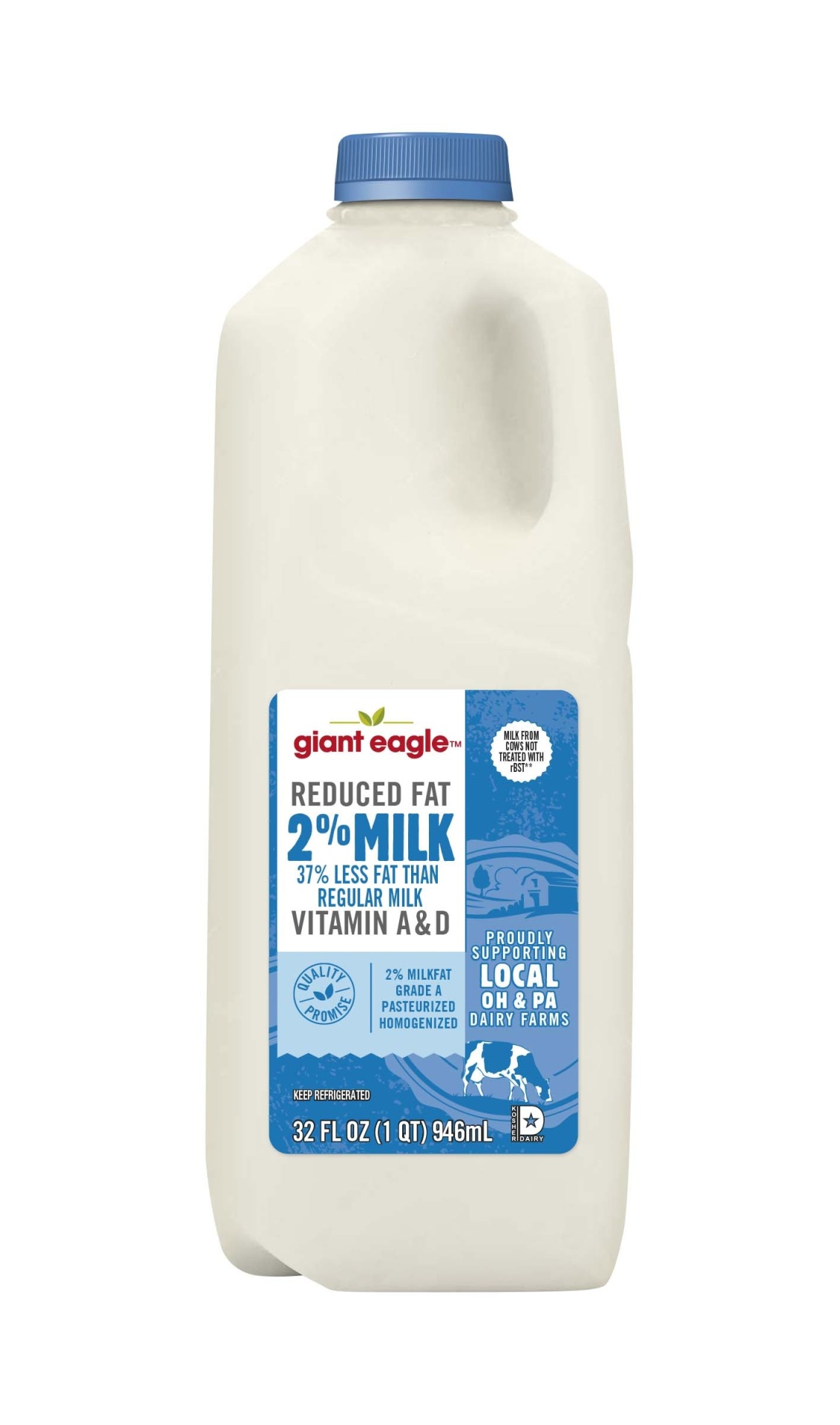 slide 1 of 1, Giant Eagle 2% Reduced Fat Milk, Quart, 32 oz