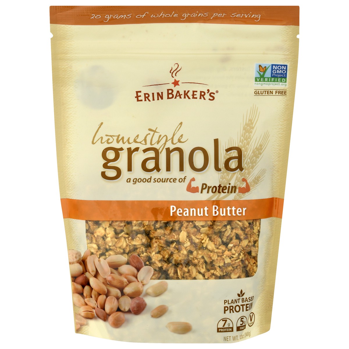 slide 1 of 12, Erin Baker's Peanut Butter Homestyle Granola, 12 oz