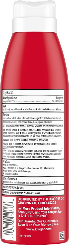 slide 2 of 2, Kroger 70% Isopropyl Alcohol First Aid Antiseptic Spray, 5.5 oz
