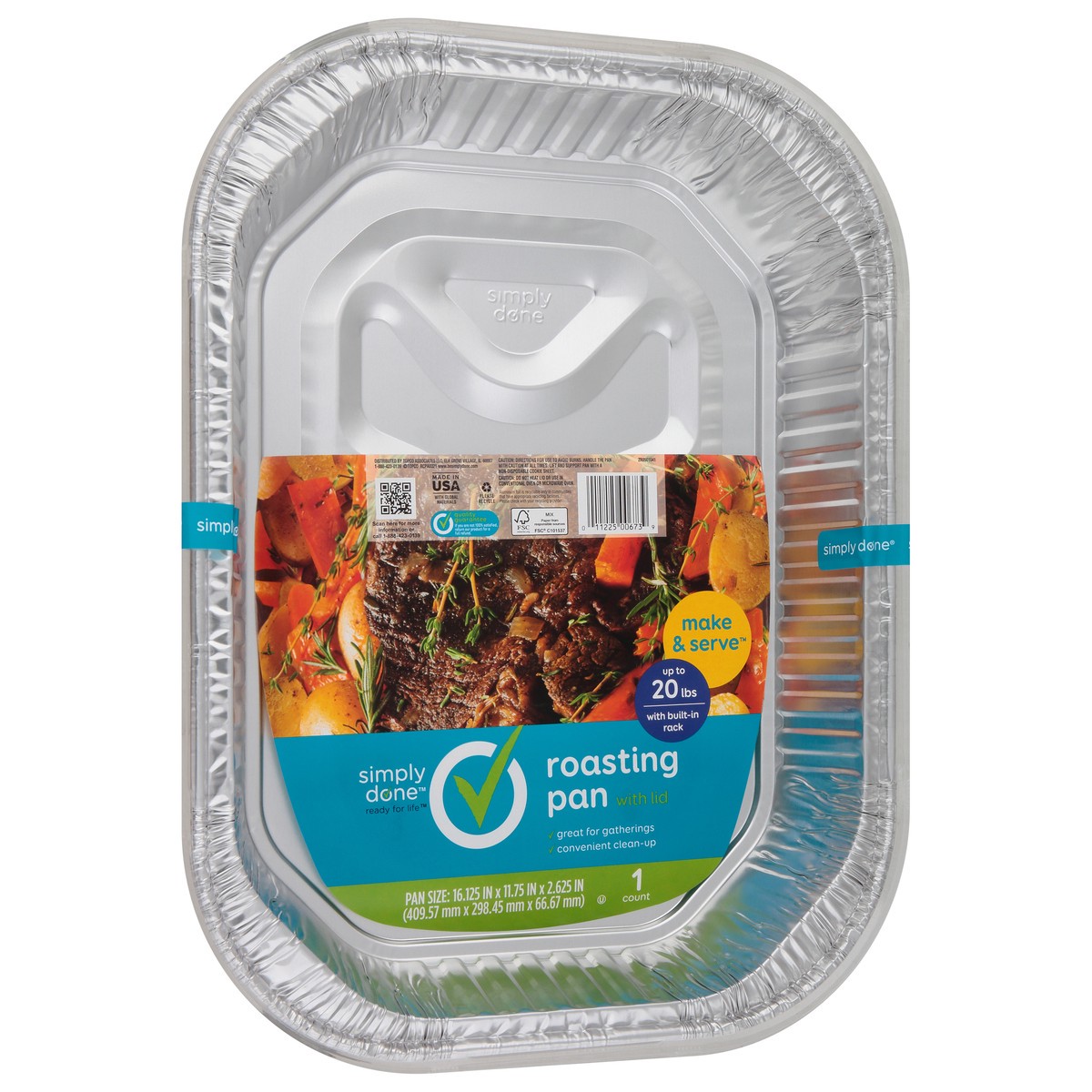 slide 2 of 9, Simply Done with Built-In Rack Roasting Pan with Lid 1 ea, 1 ct