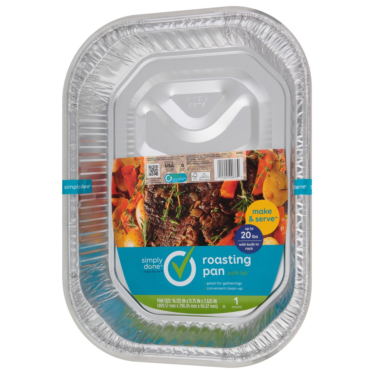 slide 6 of 9, Simply Done with Built-In Rack Roasting Pan with Lid 1 ea, 1 ct