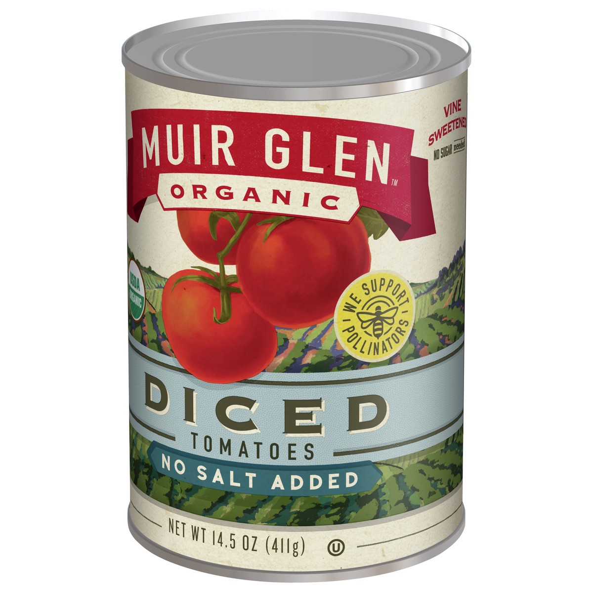 slide 3 of 9, Muir Glen Diced Canned Tomatoes, No Salt Added, 14.5 oz., 14.5 oz