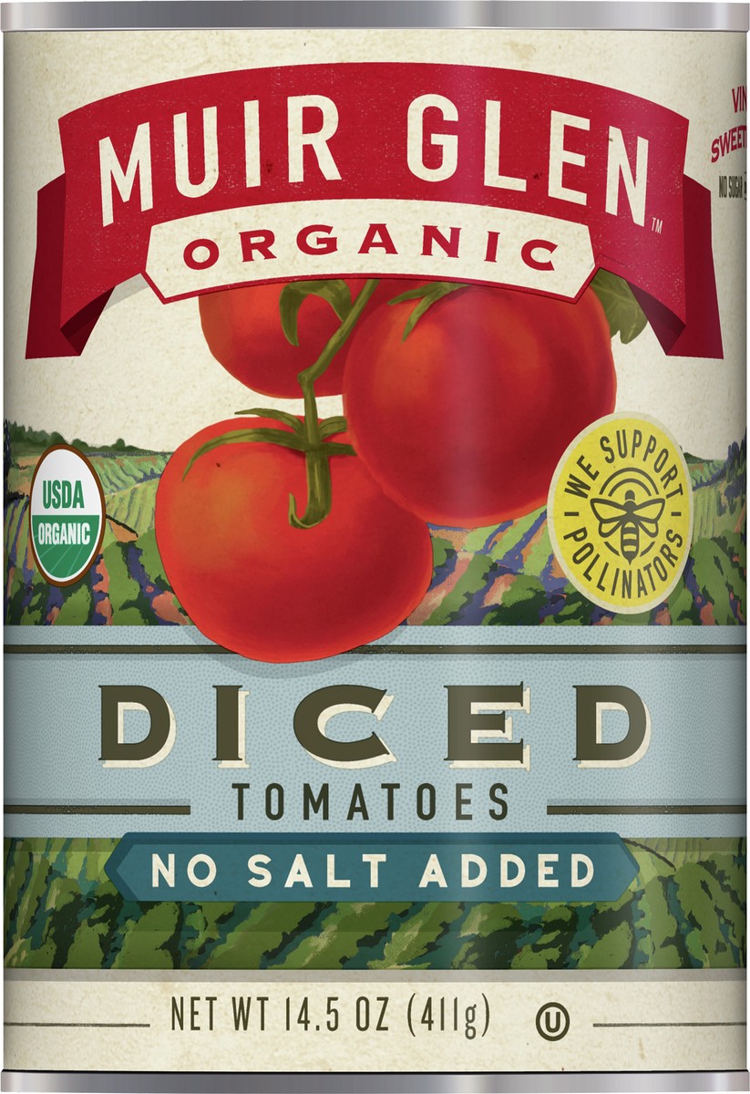 slide 6 of 9, Muir Glen Diced Canned Tomatoes, No Salt Added, 14.5 oz., 14.5 oz