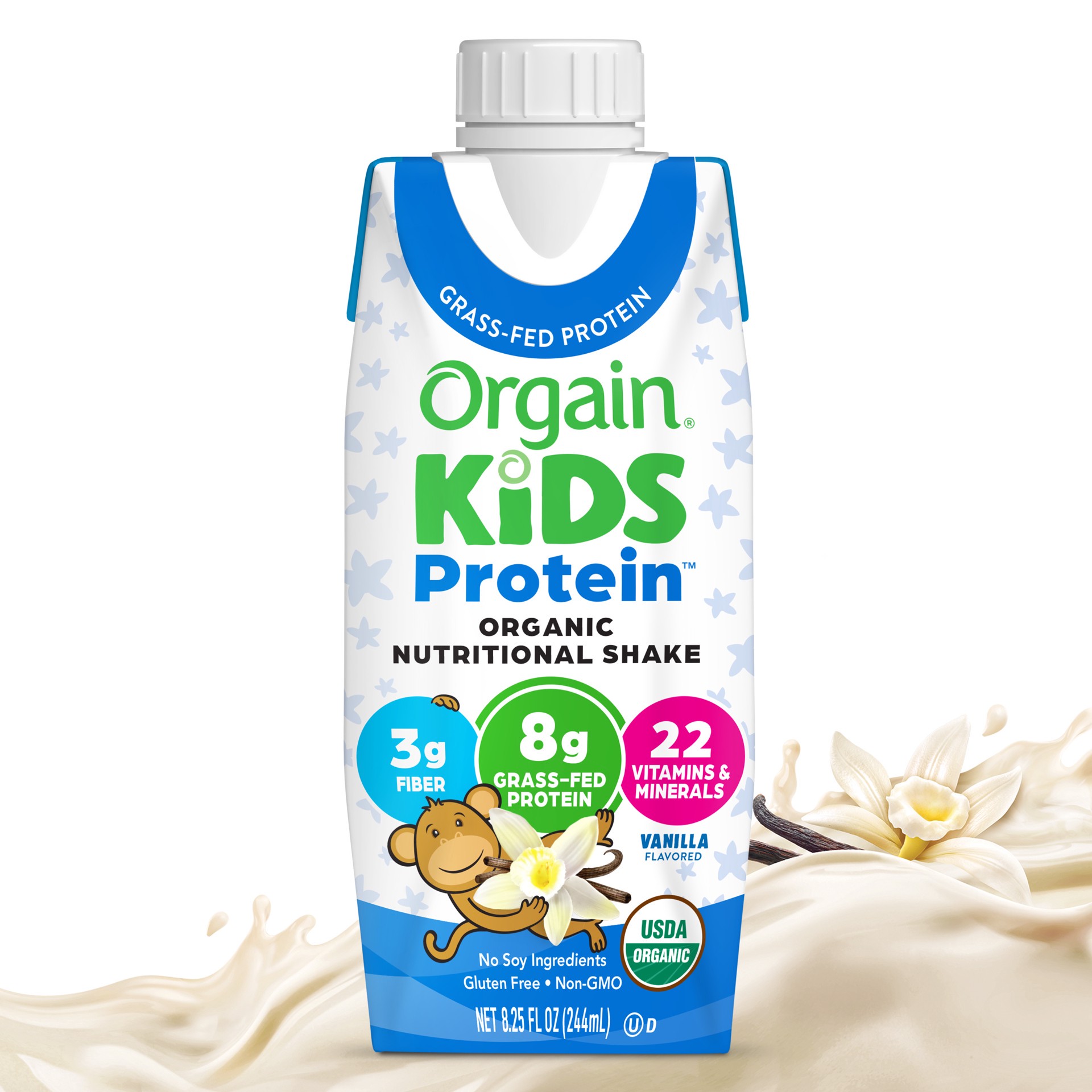 slide 1 of 1, Orgain Organic Kids Nutritional Shake, 22 Vitamins & Minerals, Vanilla, 1ct, 8.25 oz