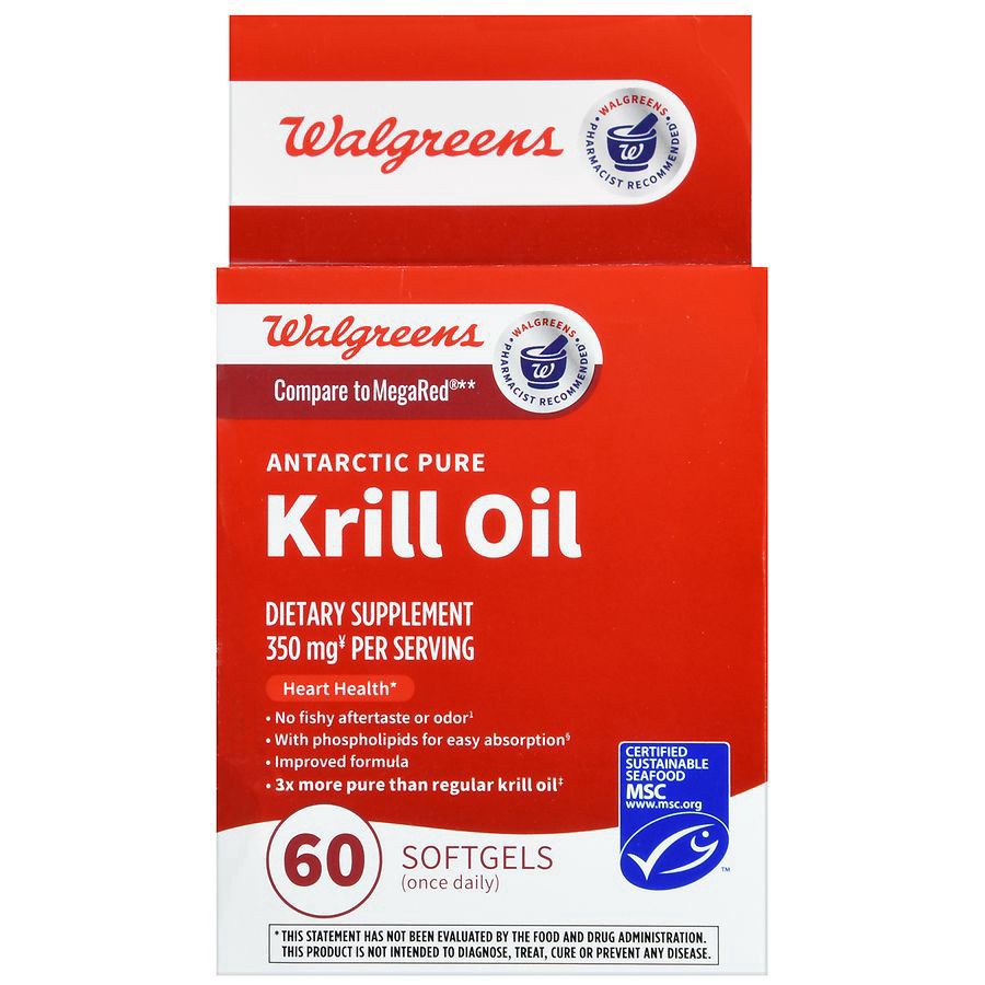slide 4 of 5, Walgreens Antarctic Pure Krill Oil Omega-3 350mg, 60 ct